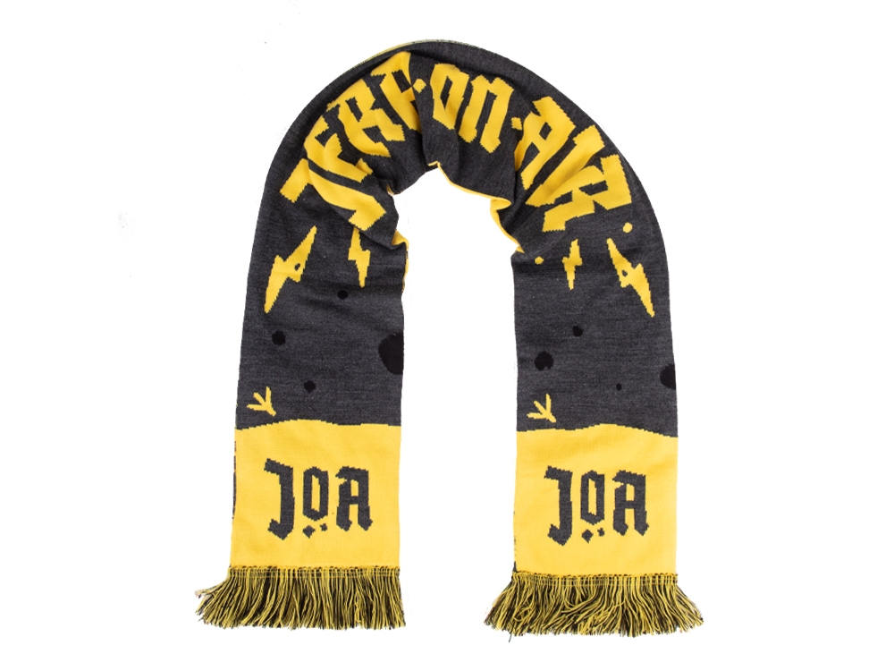Knitted Football scarf Grey/Yellow