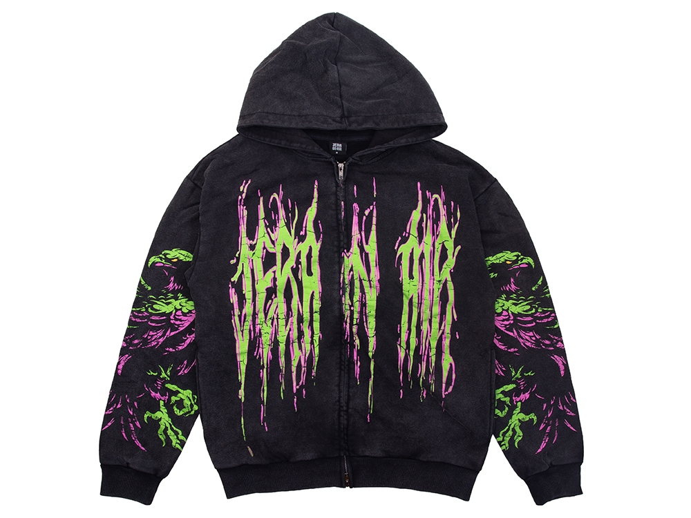 Zip Hoodie Washed black